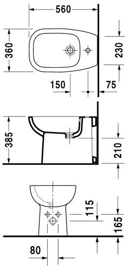 Duravit D-Code bidet stojący przyścienny biały alpin 22411000002