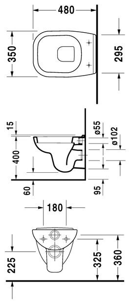Duravit D-Code Compact muszla wisząca biały alpin 22110900002