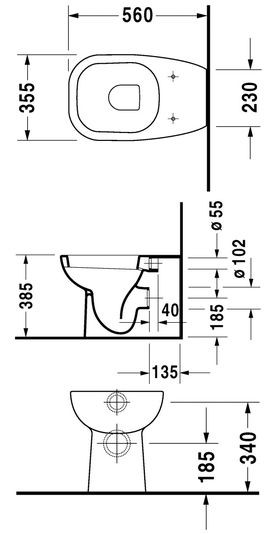 Duravit D-Code muszla stojąca przyścienna biały alpin 21150900002