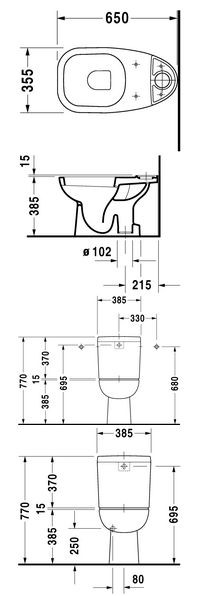 Duravit D-Code muszla stojąca typu kompakt biały alpin 21110100002