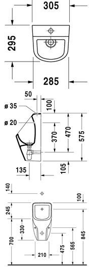 Duravit D-Code pisuar biały alpin 0828300000