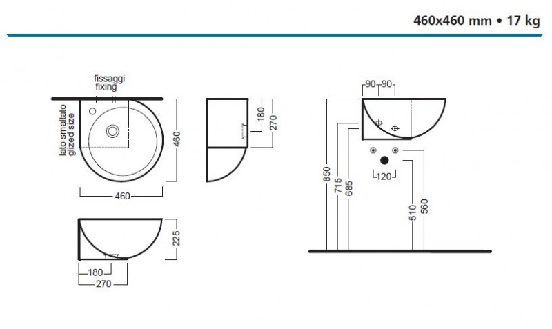 Hatria You&Me umywalka okrągła narożna prawa 46cm Y0H7