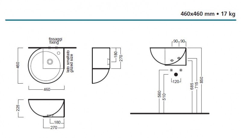 Hatria You&Me umywalka okrągła narożna lewa 46cm Y0H6