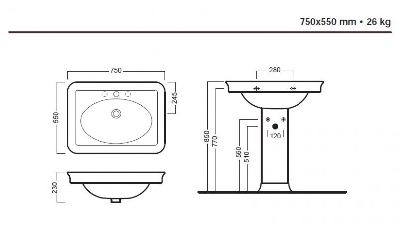 Hatria Dolcevita R 75 umywalka retro 75x55 Y0EJ