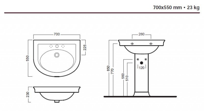 Hatria Dolcevita 70 umywalka retro 70x55 Y0EX