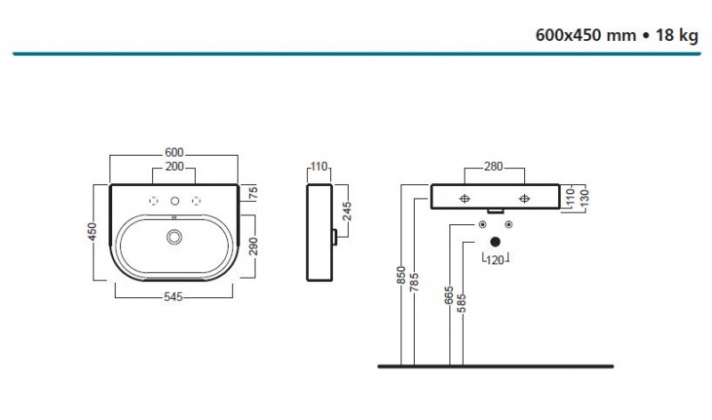 Hatria Area 60 umywalka 60x45 biały Y0UH
