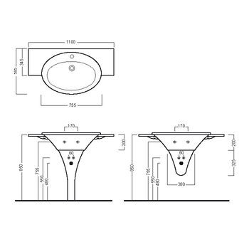 Hatria Sculture 110 umywalka z blatem ceramicznym 110x58,5 YR38