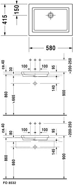 Duravit 2nd floor umywalka nablatowa 58cm 58x41,5 biały alpin 0317580029