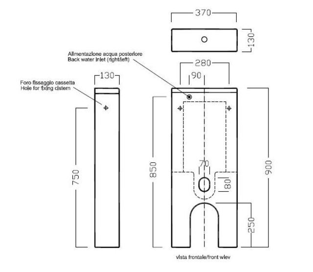 Hatria Monolith spłuczka ceramiczna do kompaktu zbiornik do muszli stojącej / dopływ z tyłu Y0MK