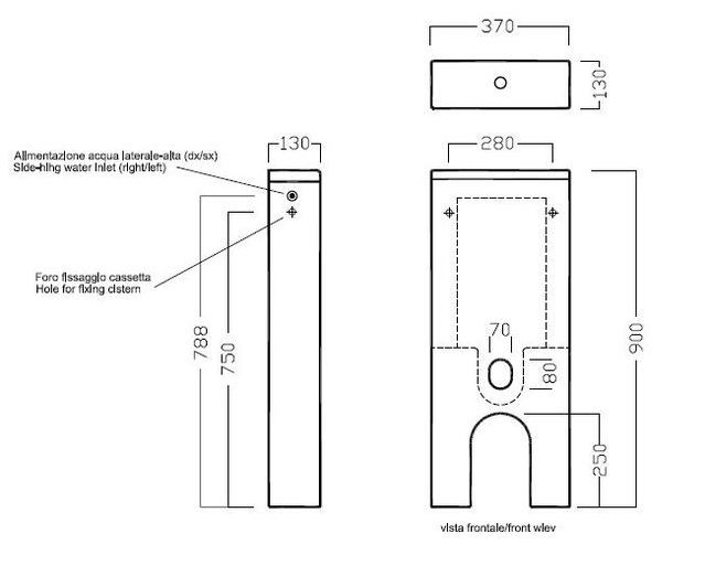Hatria Monolith spłuczka ceramiczna do kompaktu zbiornik do muszli stojącej / dopływ z boku Y0YN