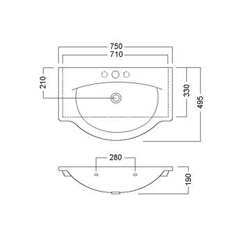 Hatria Sophie 75 umywalka 75x49,5 biały Y0FG