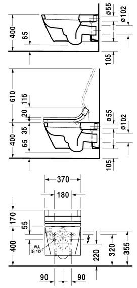 Duravit Starck 2 muszla wisząca WC biały alpin wondergliss 25335900001