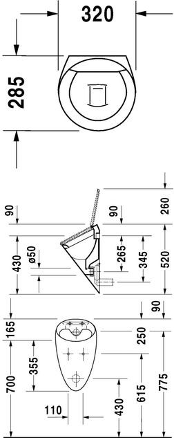 Duravit Starck 2 pisuar biały alpin 0835320000