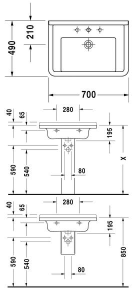 Duravit Starck 3 umywalka 70cm 70x49 biały alpin 0304700000