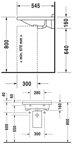 Duravit Starck 3 umywalka Vital Med 60cm 60x54,5 biały alpin wondergliss 03126000001