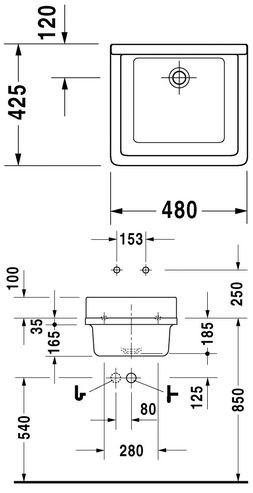 Duravit Starck 3 umywalka 48cm 48x42,5 biały alpin 0313480000