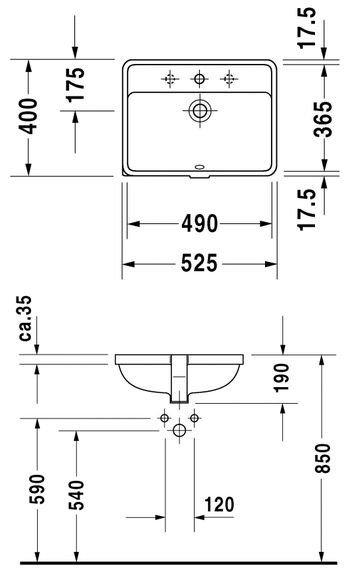 Duravit Starck 3 umywalka podblatowa 49cm 49x36,5 biały alpin wondergliss 03024900001