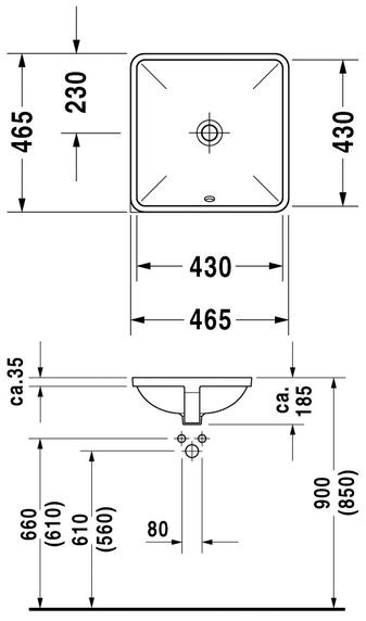 Duravit Starck 3 umywalka podblatowa 43cm 43x43 biały alpin 0305430000