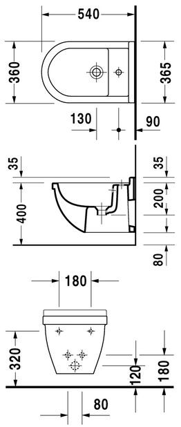 Duravit Starck 3 bidet wiszący biały alpin 2230150000