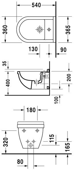 Duravit Starck 3 bidet wiszący biały alpin 2280150000