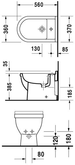 Duravit Starck 3 bidet stojący biały alpin wondergliss 22301000001