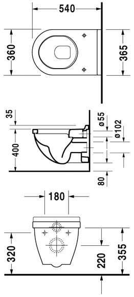 Duravit Starck 3 muszla WC wisząca biały alpin 2200090000