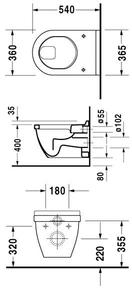 Duravit Starck 3 muszla WC wisząca biały alpin 2201090000
