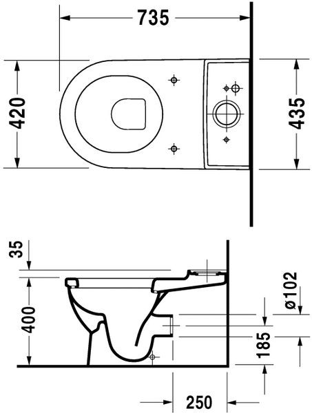 Duravit Starck 3 muszla WC Big Toilet stojąca typu kompakt biały alpin wondergliss 21040900001