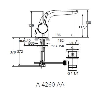 Ideal Standard Melange bateria umywalkowa stojąca wężyki chrom A4260AA