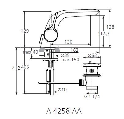 Ideal Standard Melange bateria umywalkowa stojąca rurki chrom A4258AA