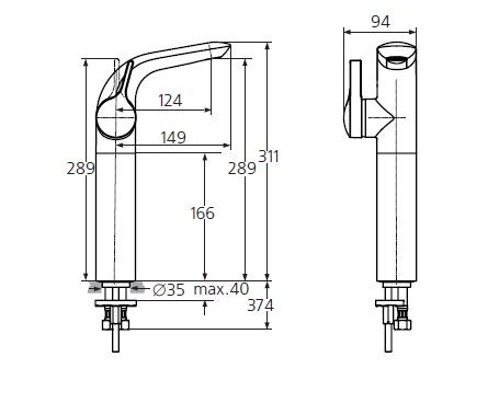Ideal Standard Melange bateria umywalkowa wysoka stojąca bez korka wężyki chrom A4266AA