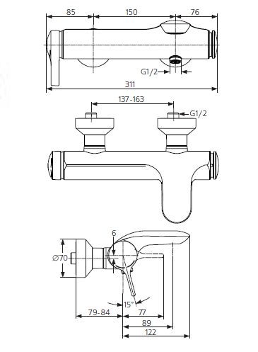 Ideal Standard Melange bateria wannowa ścienna chrom A4271AA