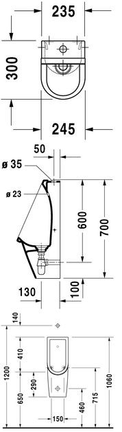 Duravit Starck 3 pisuar biały alpin 0826250000
