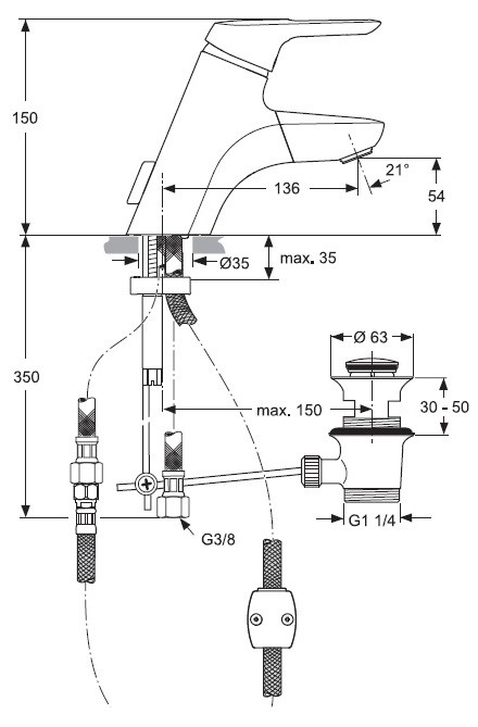 Ideal Standard Ceramix Blue bateria umywalkowa stojąca z wyciąganą wylewką chrom A5654AA