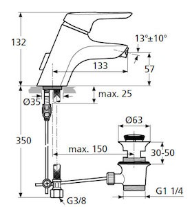 Ideal Standard Ceramix Blue bateria bidetowa stojąca chrom A5655AA