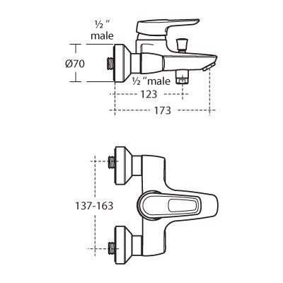 Ideal Standard Ceramix Blue bateria wannowa ścienna chrom B9490AA
