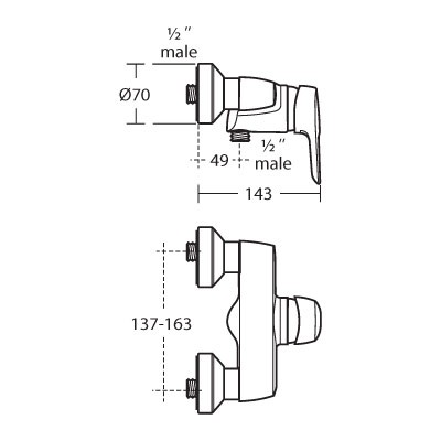 Ideal Standard Ceramix Blue bateria prysznicowa ścienna chrom B9493AA