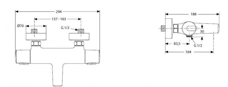 Ideal Standard Ceratherm 100 bateria termostatyczna wannowa ścienna chrom A4623AA