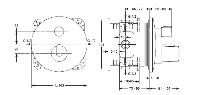 Ideal Standard Ceratherm 100 bateria termostatyczna prysznicowa podtynkowa chrom A4659AA