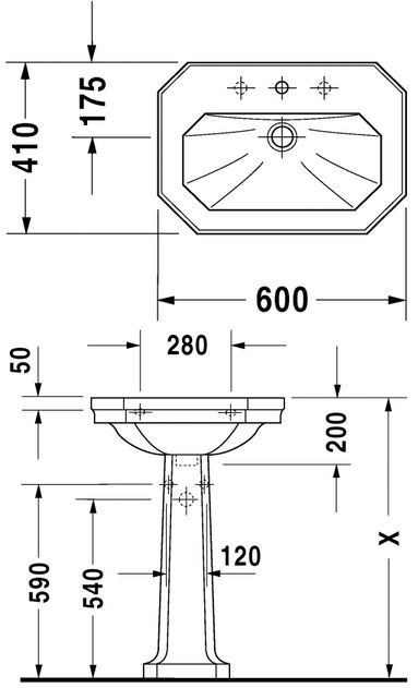 Duravit Seria 1930 umywalka 60cm 60x41 biały alpin 0438600000