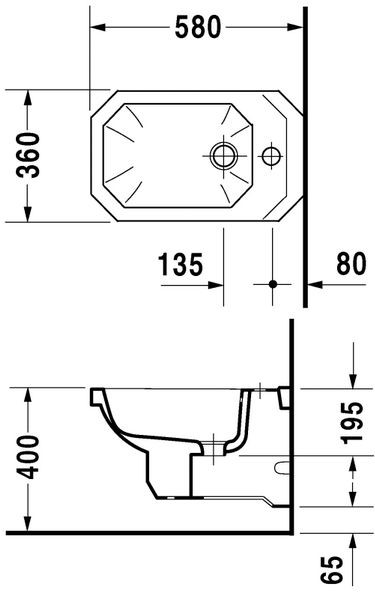 Duravit Seria 1930 bidet wiszący biały alpin wondergliss 02661000001