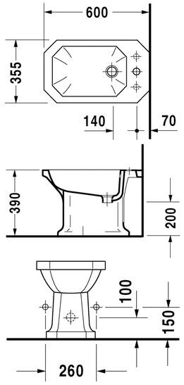 Duravit Seria 1930 bidet stojący biały alpin 0267100000