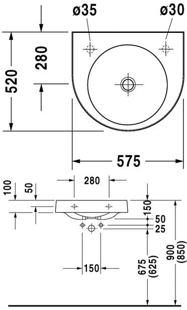 Duravit Architec umywalka 57,5cm 57,5x52 biały alpin 0449580000