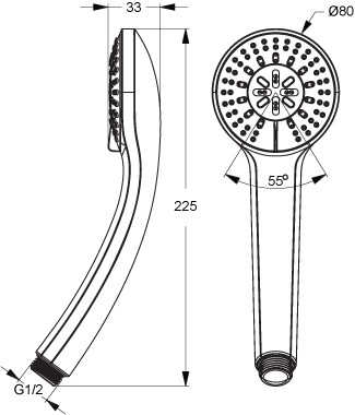 Ideal Standard Rain słuchawka prysznicowa 3-funkcyjna S chrom B9401AA