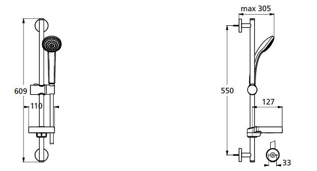Ideal Standard Rain zestaw prysznicowy S 1-funkcyjny 60cm chrom B9501AA