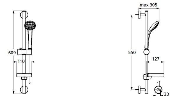 Ideal Standard Rain zestaw prysznicowy S 3-funkcyjny 60cm chrom B9503AA