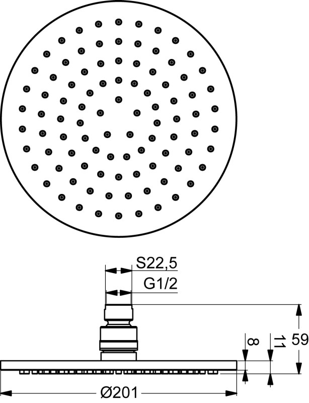 Ideal Standard Rain deszczownica okrągła metalowa 20cm chrom B9442AA