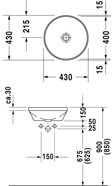 Duravit Architec umywalka podblatowa 40cm 40x40 biały alpin 0463400000