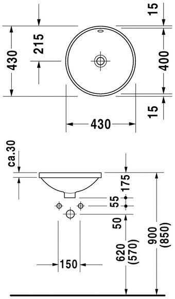 Duravit Architec umywalka podblatowa 40cm 40x40 biały alpin 0468400000