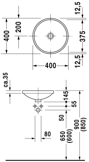 Duravit Architec umywalka podblatowa 37,5cm 37,5x37,5 biały alpin 0319370000